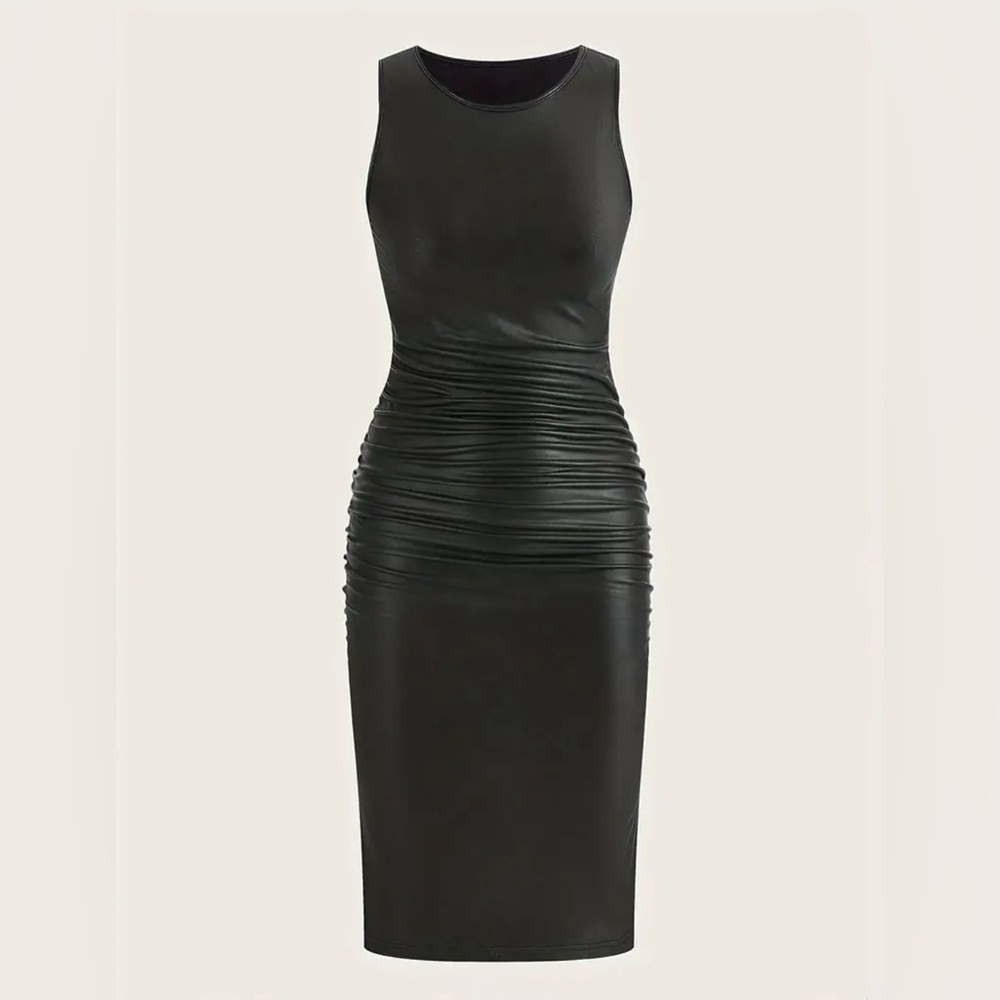 Sexy Sleeveless Leather Bodycon Dress